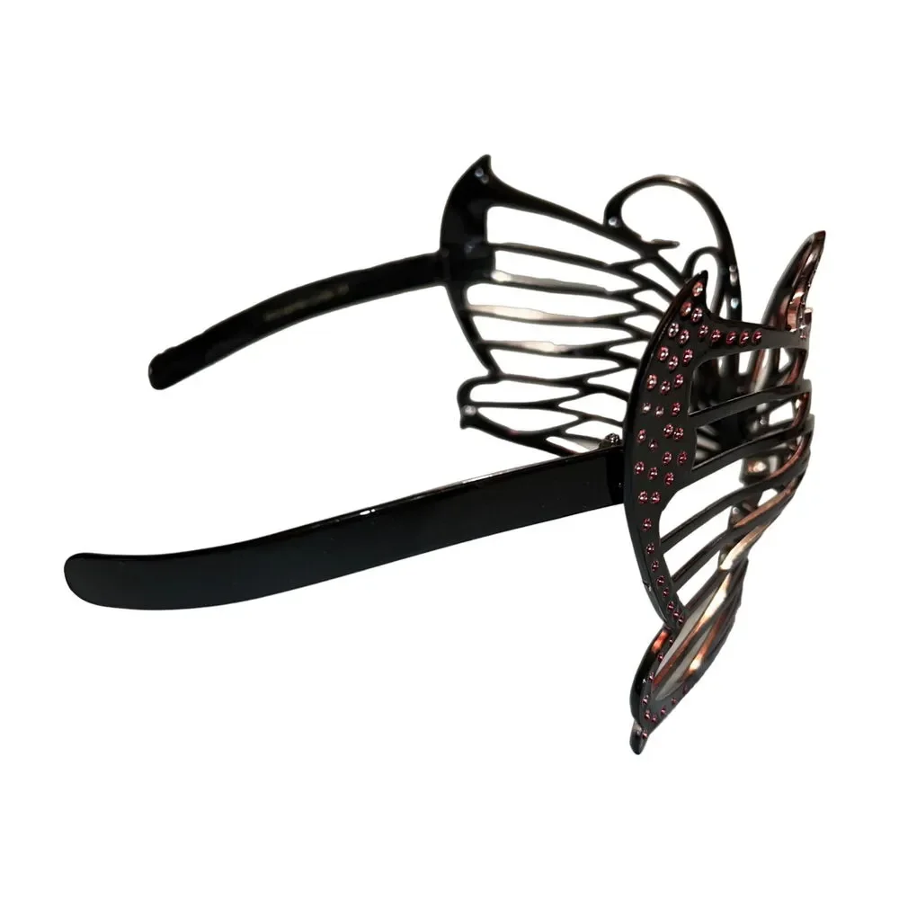 Butterfly Masquerade Mask Black Red Rhinestone Venetian Costume Halloween Party